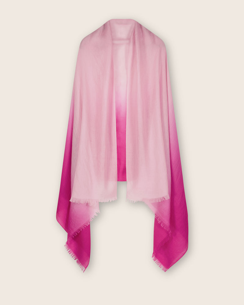 Lightweight Cashmere Wrap in pink ombre