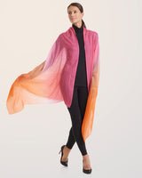 Lightweight Cashmere Wrap in Orange Ombre