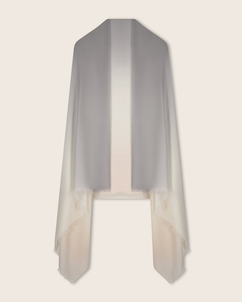 Monaco lightweight cashmere wrap scarf in Silver-Champagne Ombre