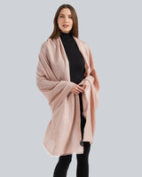 woman wearing Cashmere Lurex and Sequin Wrap in dusty rose