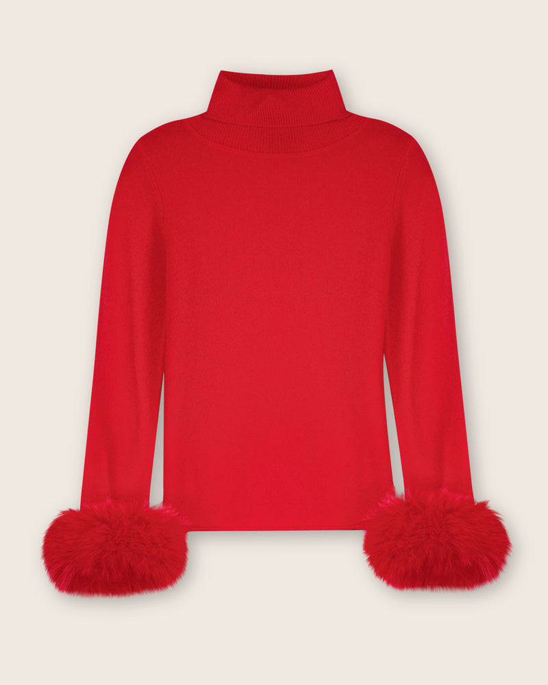 Red online fur sweater