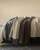 view of cashmere Shaker Knit Throws on bed in Grey