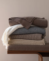 Shaker throw in heather taupe