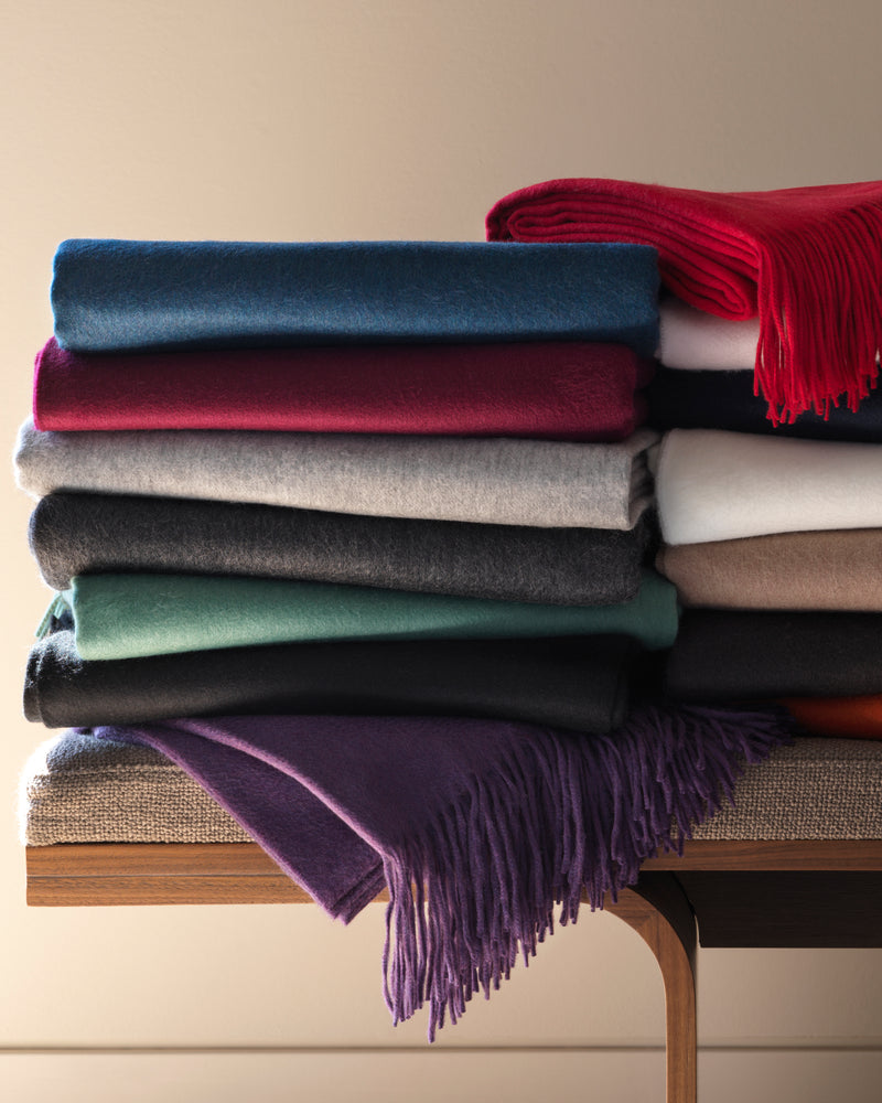 Trentino throw in chocolate, burgundy, navy