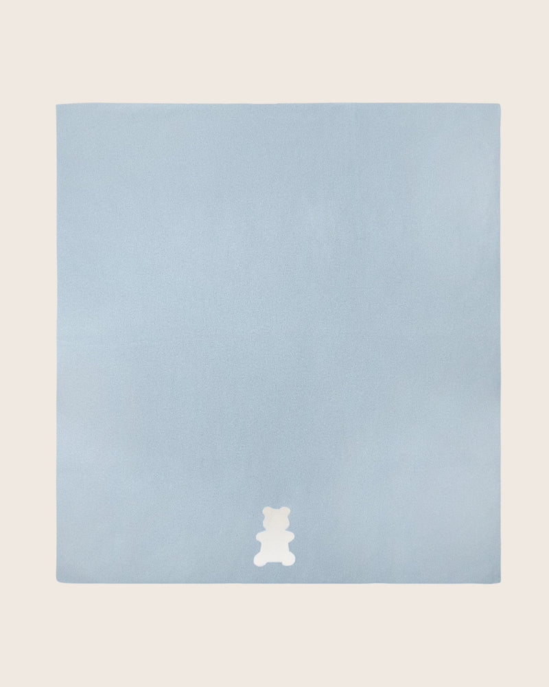 Bear Baby Blanket in Baby blue/Ivory