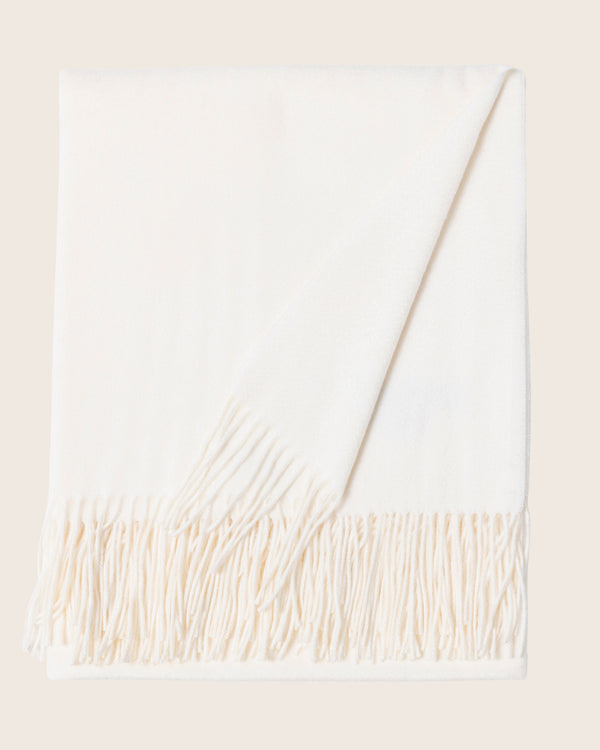 Fringed Woven Throw in Ivory
