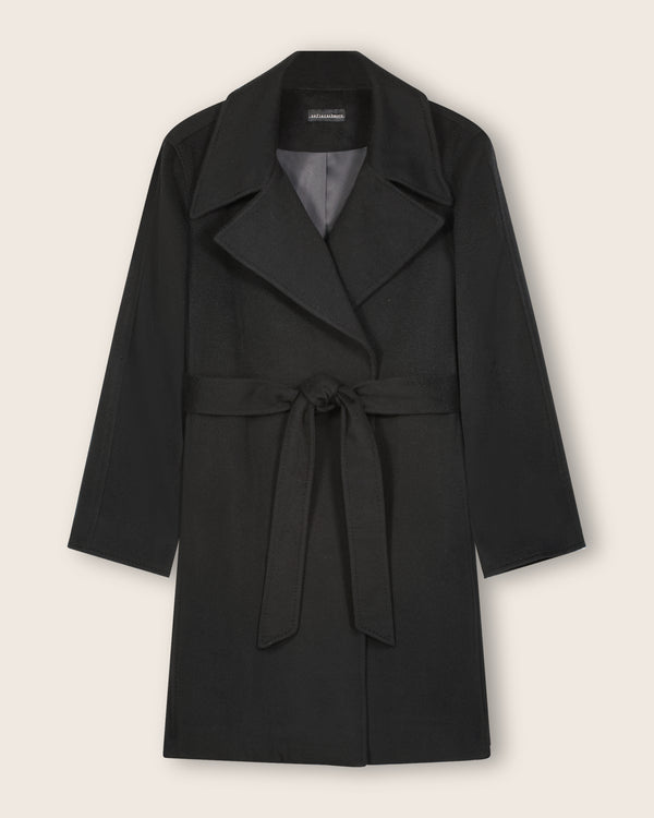 Pure Mongolian Cashmere Wrap Coat with Notched Lapel | Sofia