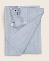 Angel Baby Blanket and Teddy Bear Set in soft blue