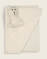 Angel Baby Blanket and Teddy Bear Set in ivory