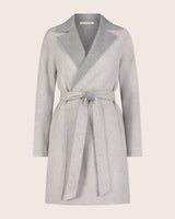 Cashmere wrap coat in grey front view