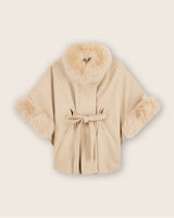 Frostmere Belted Cashmere Cape in oat