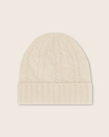 Lumi Brushed Cashmere Cable Knit Hat in ivory