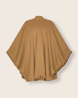 volant cashmere ruffled cape in camel, back view