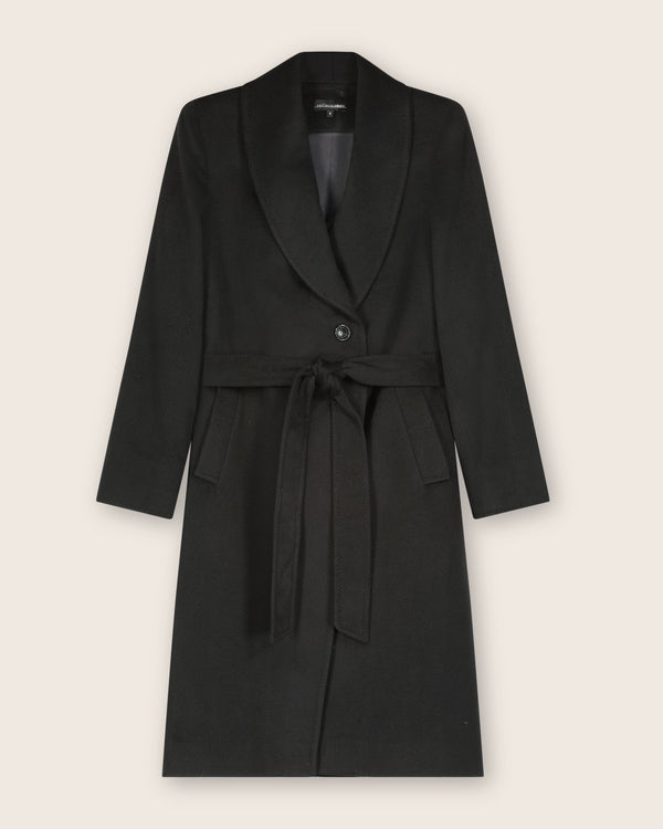 Pure Mongolian Cashmere Wrap Coat with Shawl Collar | Sofia