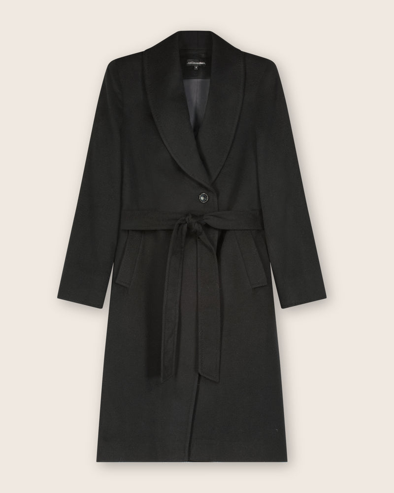 Pure Mongolian Cashmere Wrap Coat with Shawl Collar | Sofia