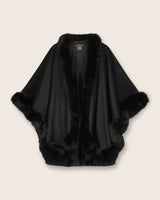 Cervinia fur trimmed cashmere cape in black