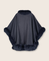 Cervinia cashmere fur trimmed cape in Navy