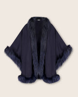 Navy Multi Silver Fox Trimmed Cervinia