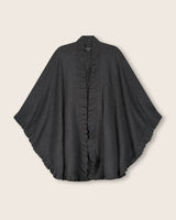 volant cashmere cape with ruffles in charcoal