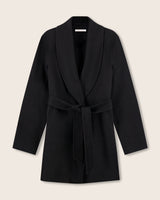 Sutton Double-Face Belted Car Coat in black