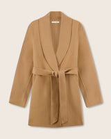 Sutton Double-Face Belted Car Coat in camel