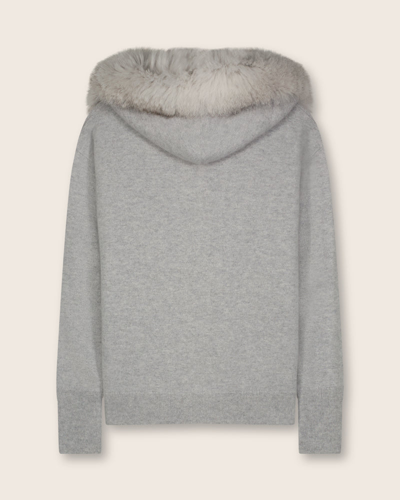 Mongolian Cashmere Zip Hoodie with Finland Fur | Sofia Cashmere