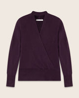 Élan Faux Wrap Cashmere Sweater in fig