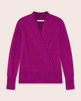 Élan Faux Wrap Cashmere Sweater  in magenta