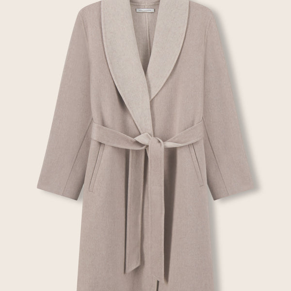Cashmere Blend Wrap Coat with Notch Lapel | Sofa Cashmere