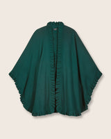 Volant cashmere cape with ruffles in green