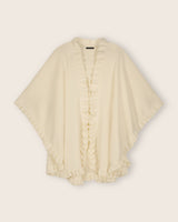 Knitted Cashmere ruffled Cape in Ivory