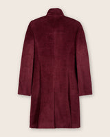 Alpaca Boucle Snap Button Coat in Burgundy