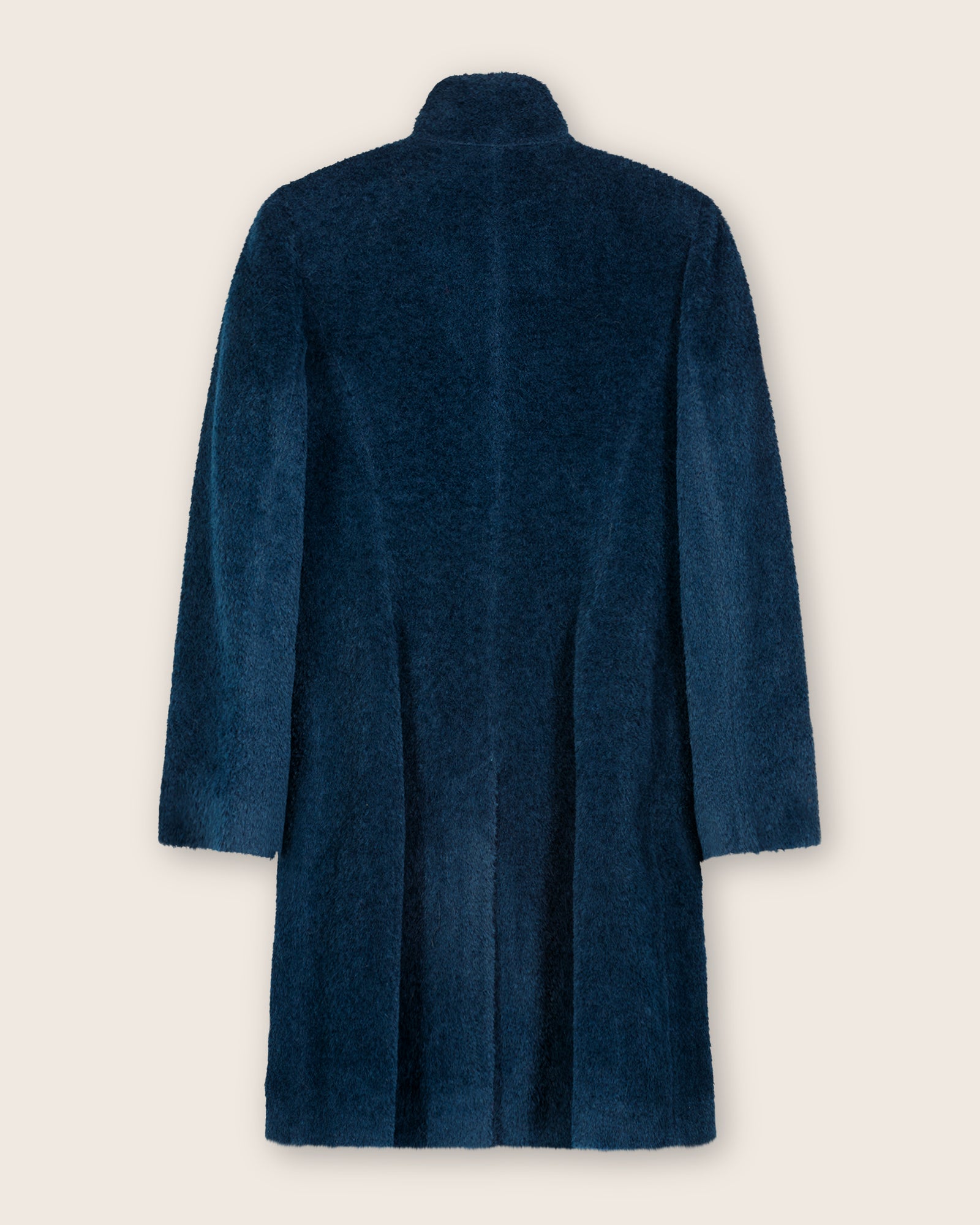 Alpaca-Wool Bouclé Car Coat with Stand Collar | Sofia Cashmere
