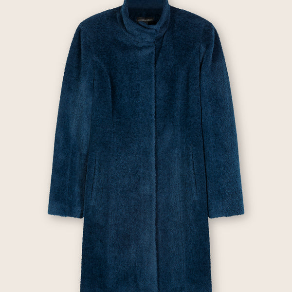 BLUE BLUE✨ARIGATO ファーコート　アルパカ混　ネイビー　2 sofia-cashmere-jenna-alpaca-