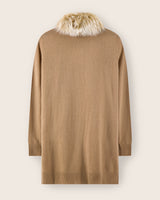 julianna cashmere long length cardigan sweater in natural back
