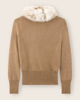katerina fur trimmed sweater back view in camel