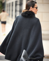 Arden Cashmere Cape on model, back view