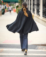 Arden Cashmere Cape in black full length back view