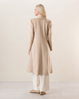 Back view of woman wearing Camel Hair Princess Coat in Blonde