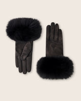 Mano leather cashmere and fur Gloves in black
