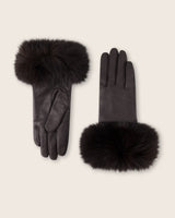Mano leather and cashmere and fur Gloves brown
