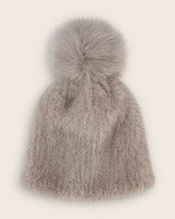Mink Hat with Fox Fur Pom in grey