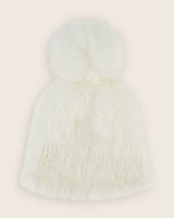 Mink Hat with Fox Fur Pom in ivory