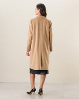 Woman Wearing Pure Cashmere Pick-Stitched Double-Breasted Coat In Camel