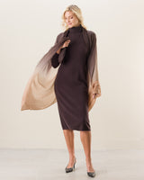 Woman wearing Lightweight Cashmere Wrap in brown ombre