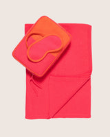 Jersey Knit Color Contrast cashmere Travel Set in Coral