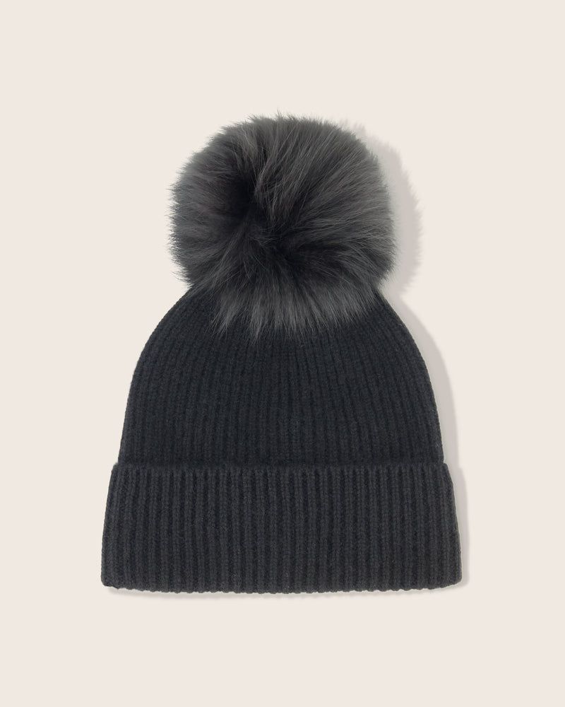 Ribbed Cashmere Blend Pompom Beanie | Sofia Cashmere  display picture 3