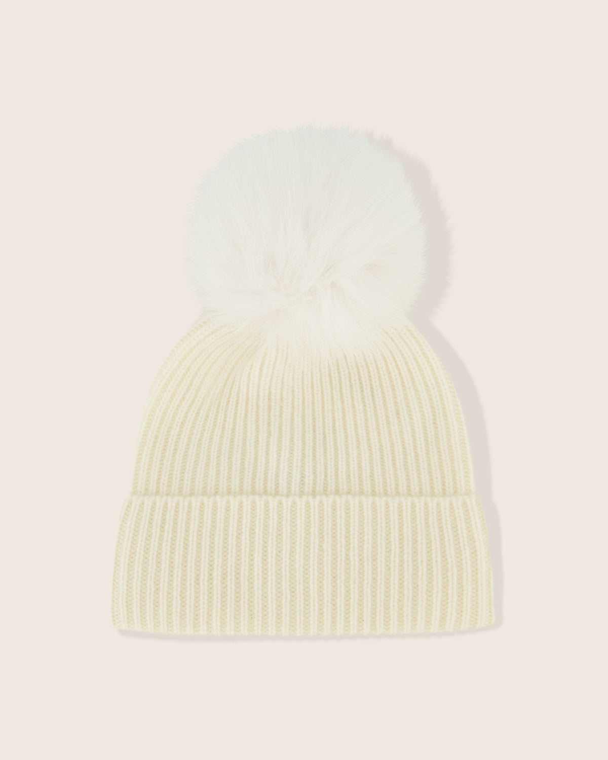 Sofia Cashmere Cashmere Ribbed Hat With Pom Chunky Ribbed Cashmere Hat with Fur Pom – SofiaCashmere main image 4
