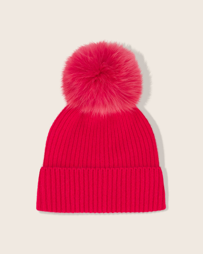 Sofia Cashmere Cashmere Ribbed Hat With Pom Ribbed Cashmere Blend Pompom Beanie | Sofia Cashmere  main image 2