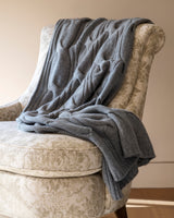 New York oversized cable knit cashmere throw in Grey